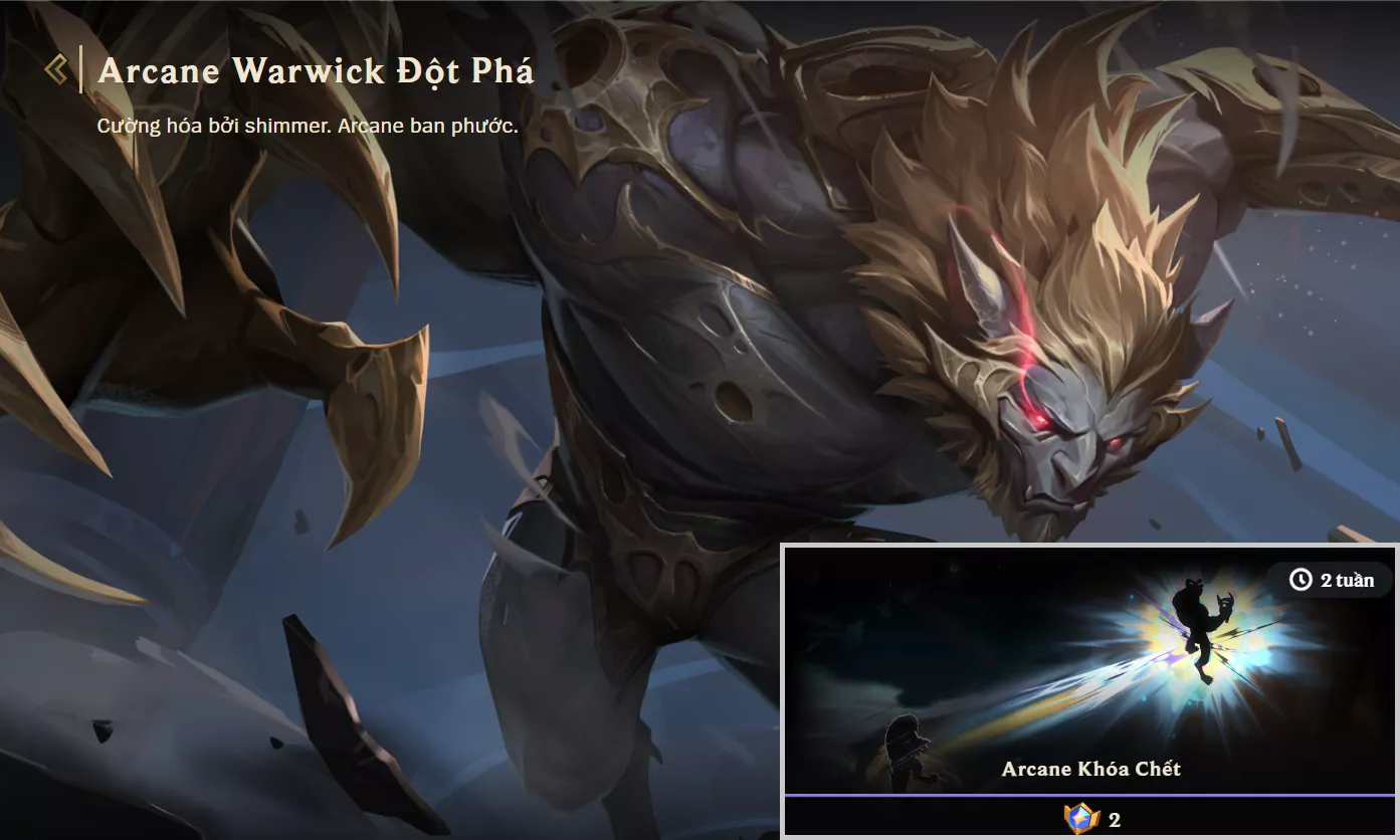 ACC TFT: Arcane Warwick Đột Phá + Chưởng, trắng thông tin, lv1 unrank